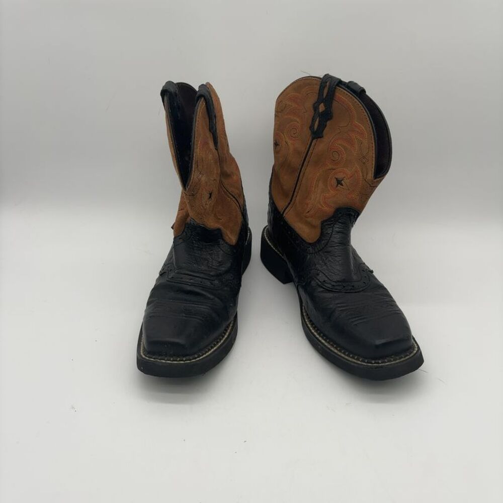Leather Western Boots - Black & Brown Suede